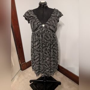 London Times Black and White Patterned Midi Dress